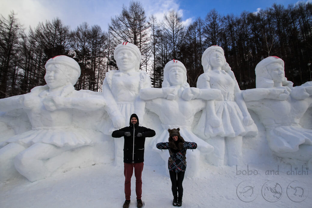 Taebaekson Snow Festival Ice Sculpture of Crayon Pop