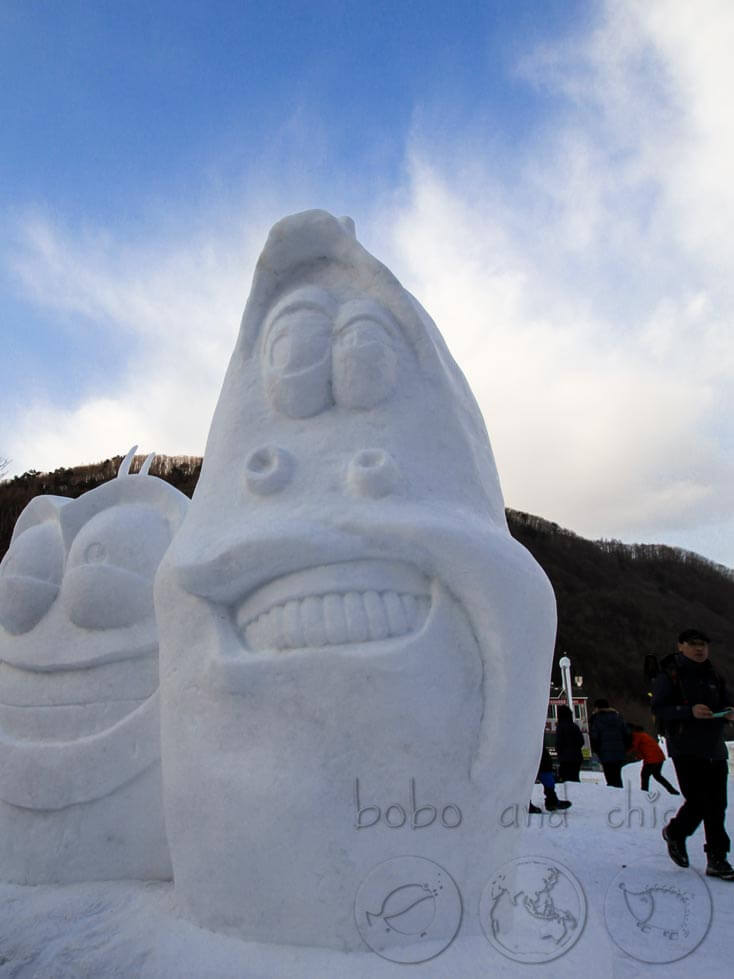 Taebaekson Snow Festival Ice Sculpture Friends