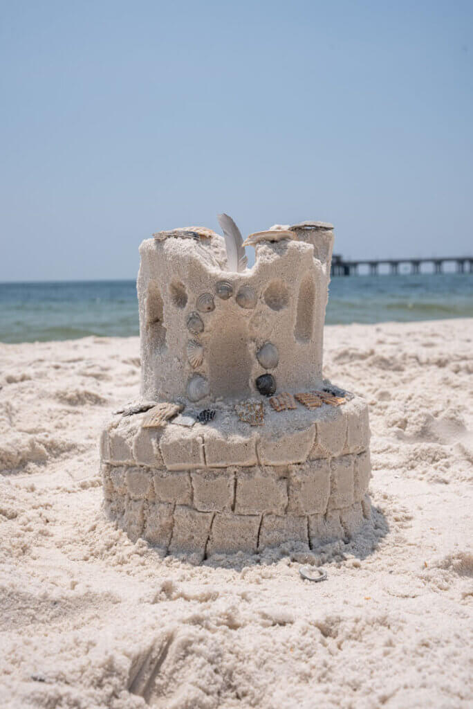 Scott's sand castle built with Sand Castle University at Gulf State Park Beach in Alabama