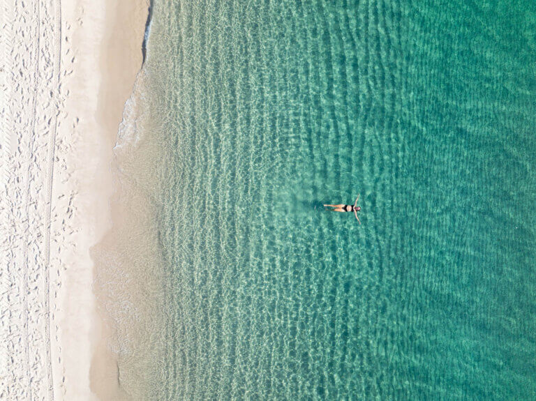 Megan floating in Miami Beach Florida