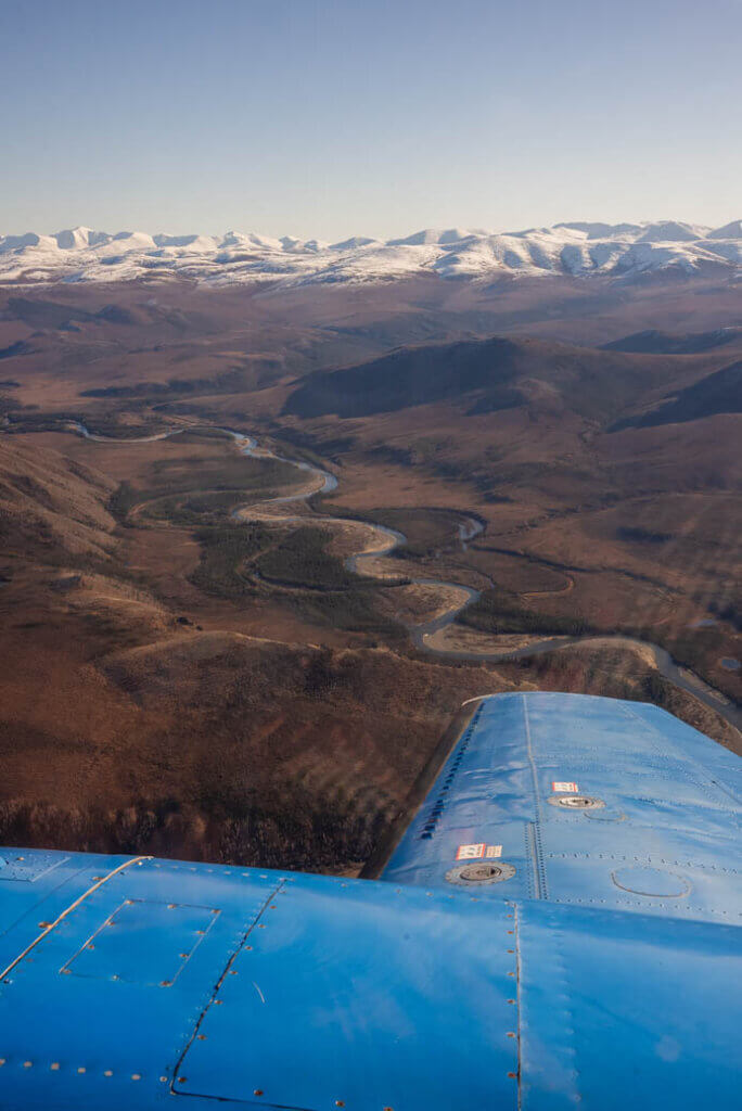 looking out of the plane from Fairbanks to Coldfoot on the Arctic Circle tour in Alaska