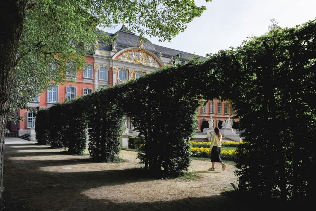 Megan walking through the Electoral Palace Gardens in Trier Germany