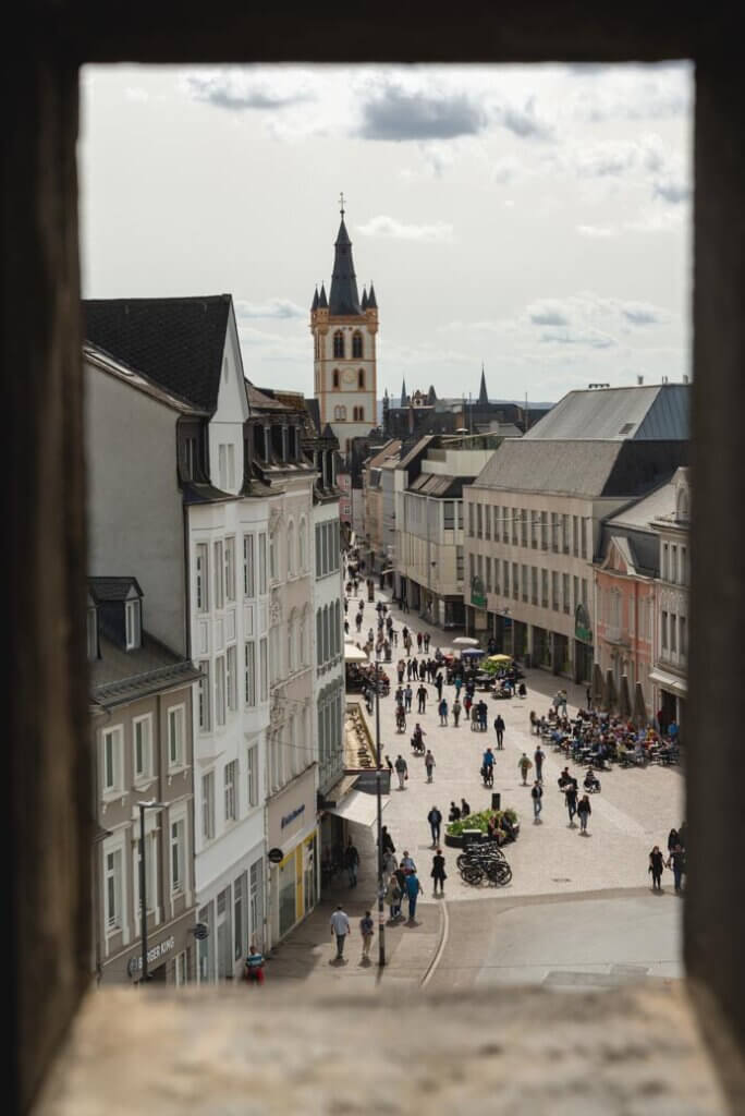views of Trier from the upper level of the Porta Nigra Gate, a Roman site in Germany