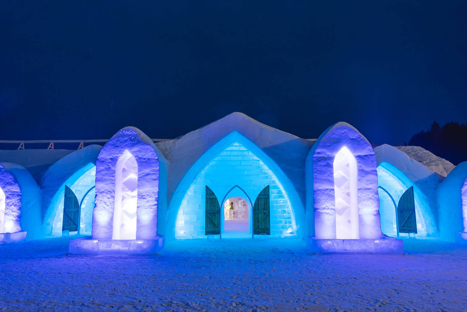 Hôtel de Glace at night in Quebec City Canada