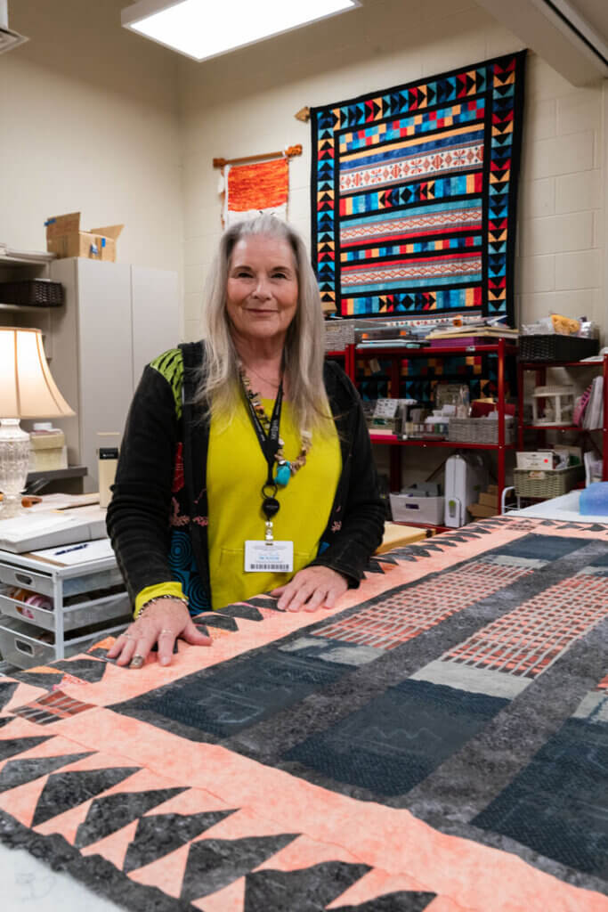 Chickasaw fiber artist Mary Wilds at ARTesian Gallery & Studios in Sulphur Oklahoma