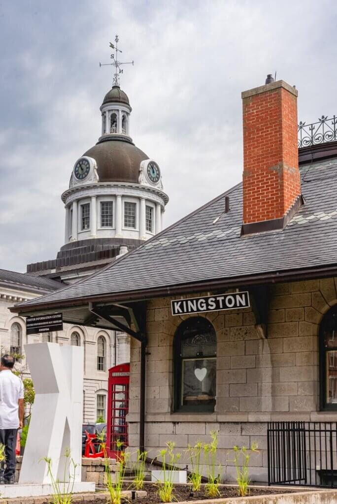 Kingston Ontario view of City Hall and train station