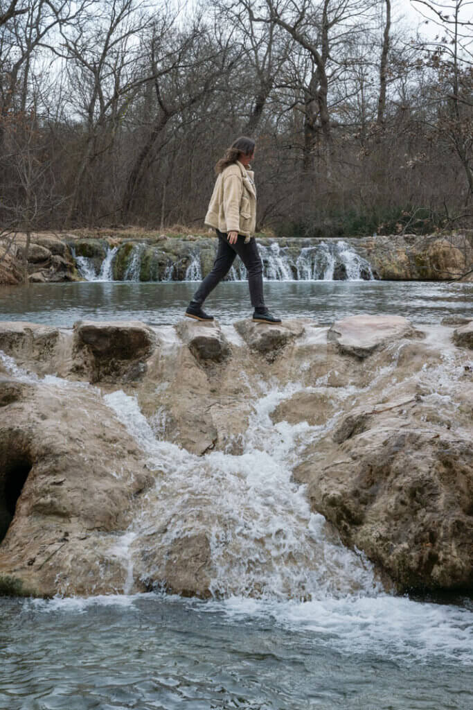 Megan crossing Little Niagara in Chickasaw National Recreation Area in Sulphur OK