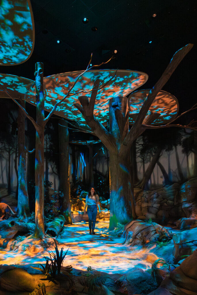 Megan walking through the Spirit Forest at the Chickasaw Cultural Center