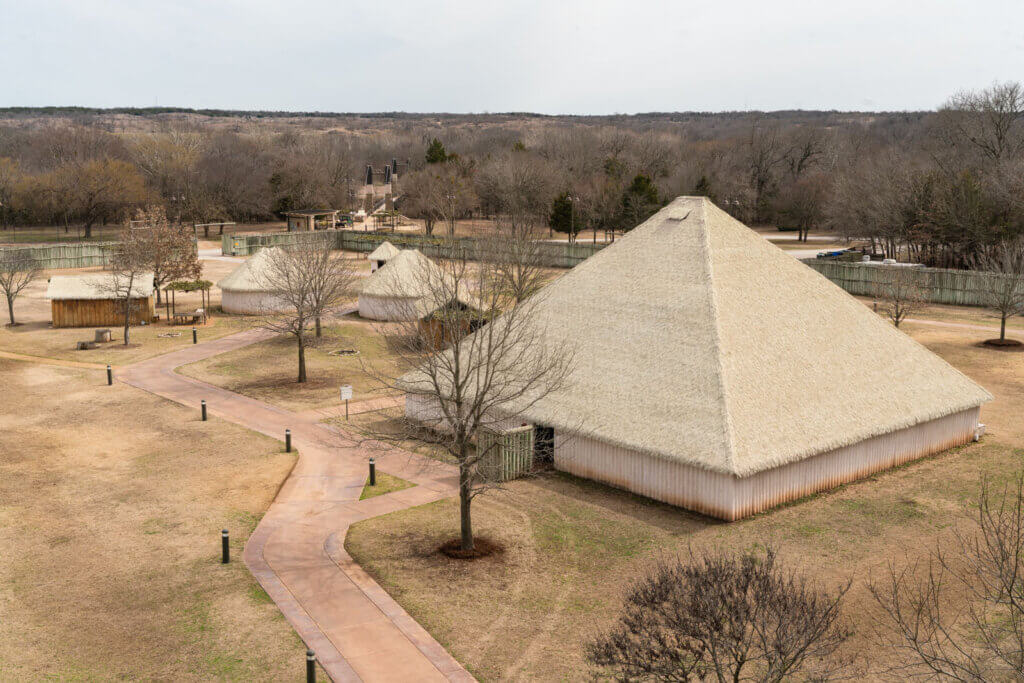 Traditional village at Chickasaw Cultural Center in Sulphur Oklahoma