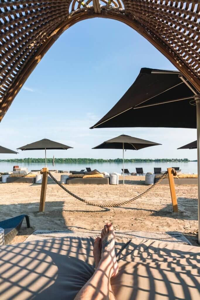 cabana at the beach at Wander the Resort in Prince Edward County Ontario