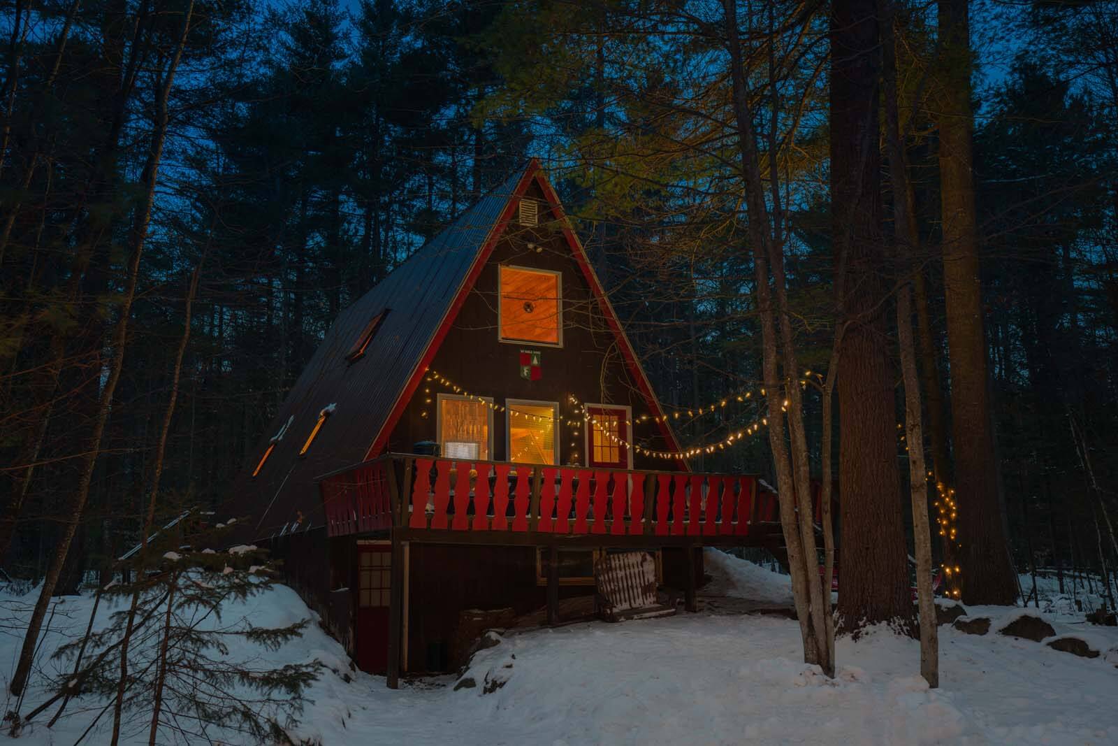 A frame cabin airbnb in new york in Jay in the Adirondacks