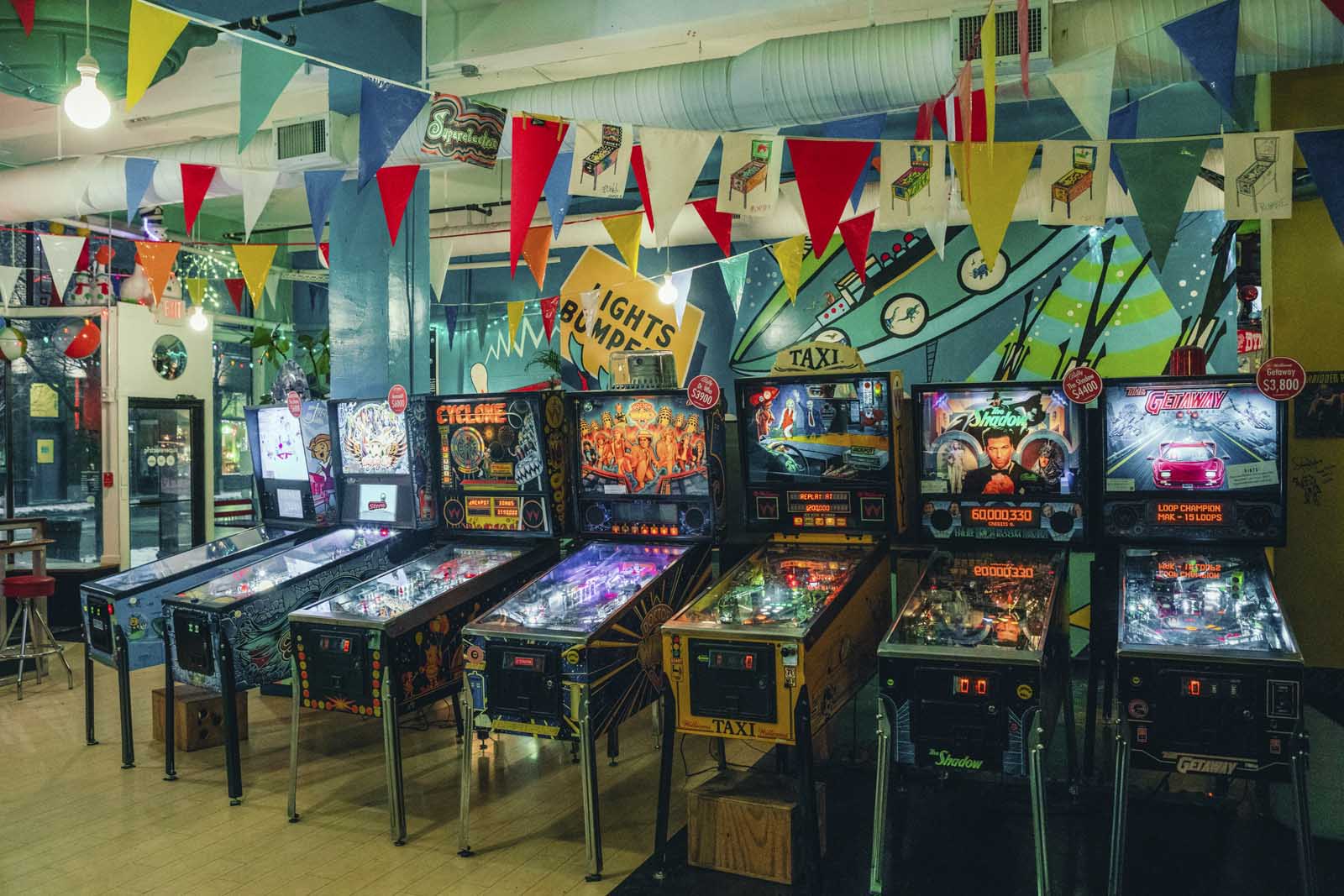 SuperElectric Pinball Game Room in Gordon Square Arts District Detroit Shoreway Cleveland Ohio