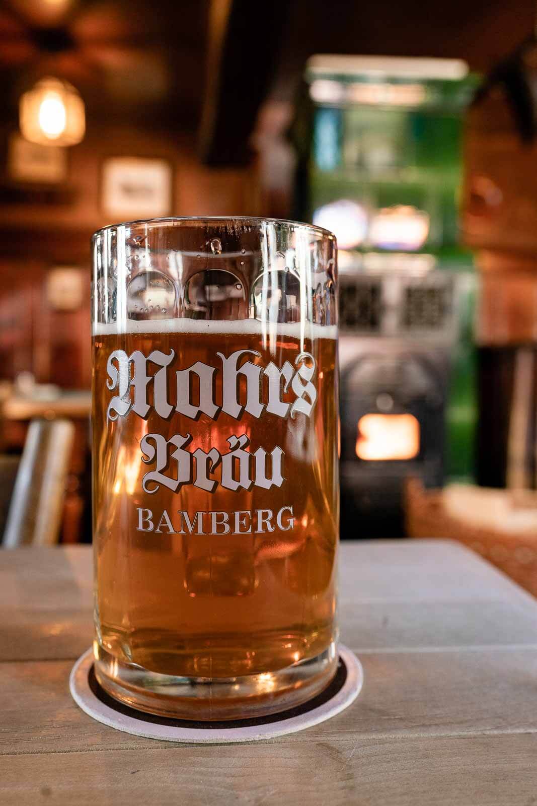 the delicious AU beer in Bamberg Germany