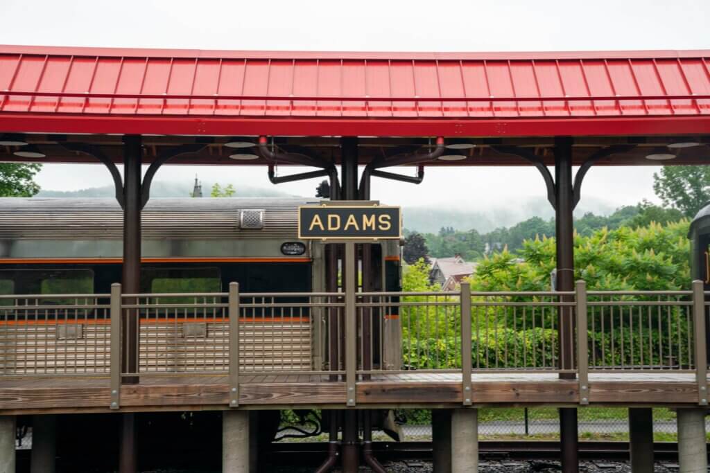 Adams Train station where you can take the berskhire scenic rail train ride in the Berkshires