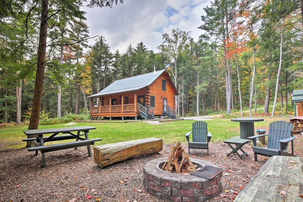 Adirondack Riverfront Log Cabin rental in upstate new york