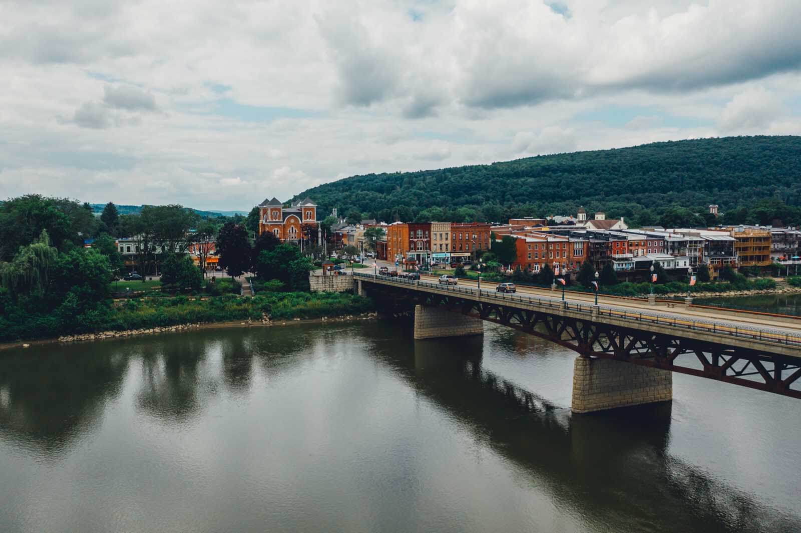 Aerial shot of Owego New York