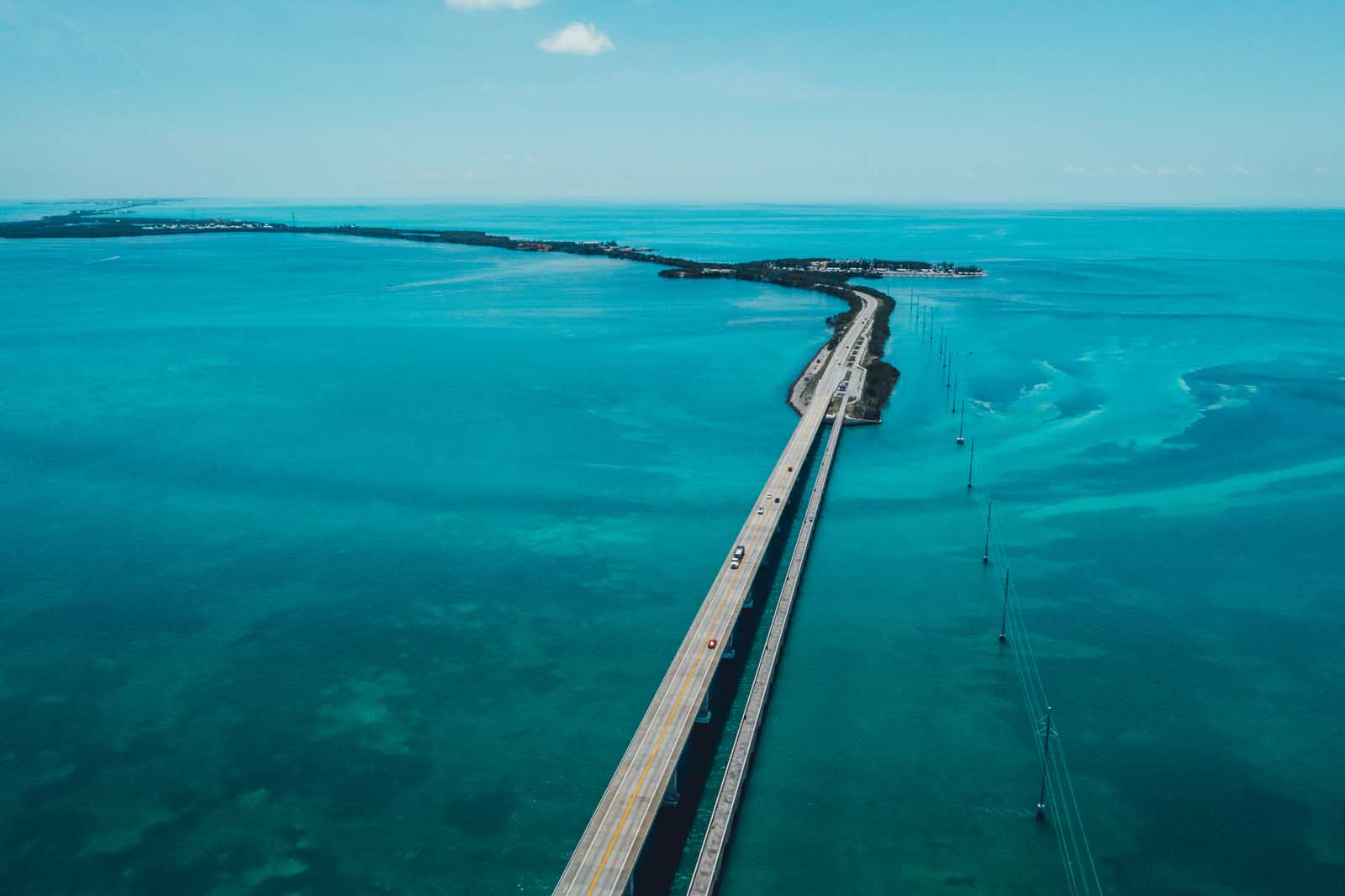 Aerial view of the overseas highway on our florida keys road trip