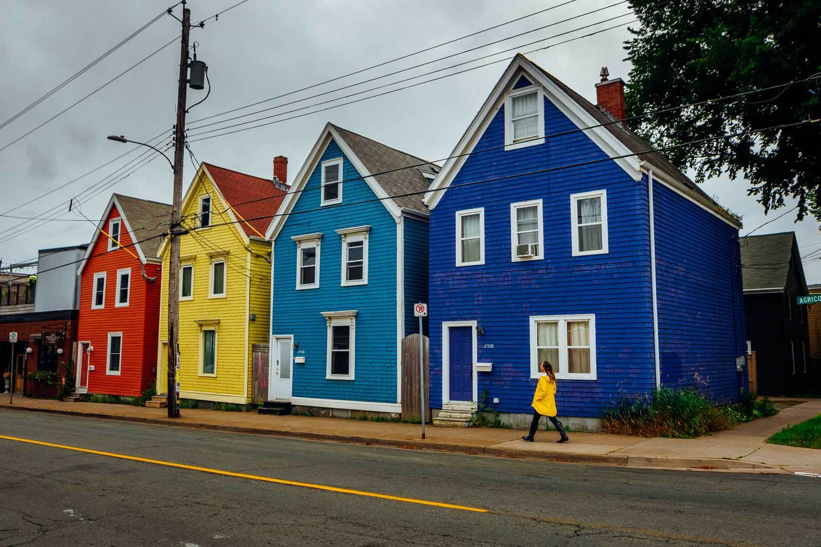 the colorful houses on Agricola Street in Halifax