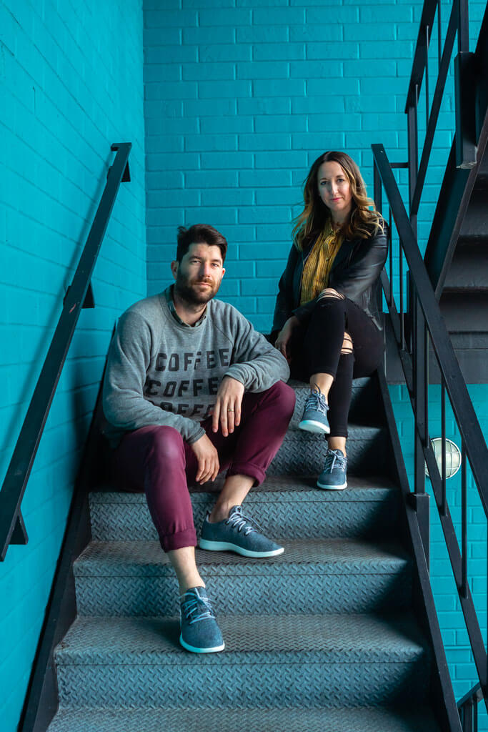 Megan and Scott wearing Allbirds sneakers