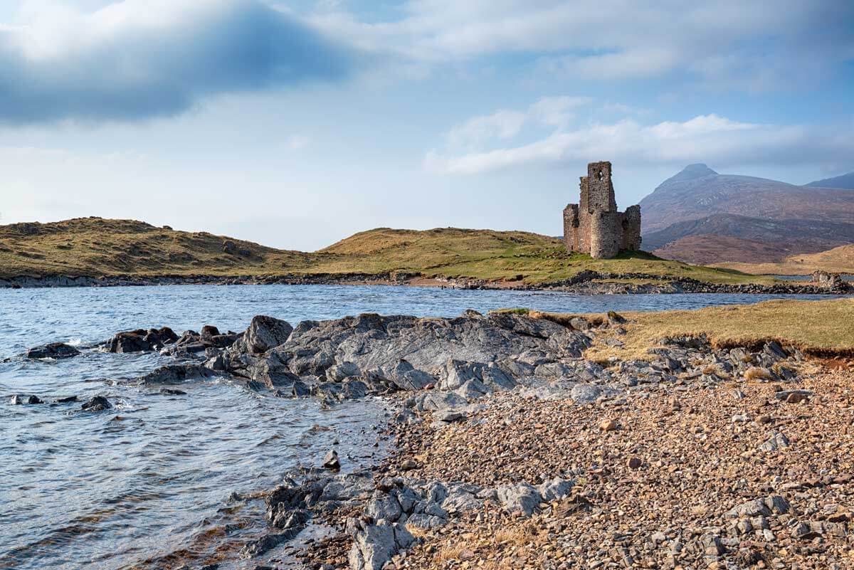 Ardvreck Castle in scottish highlands