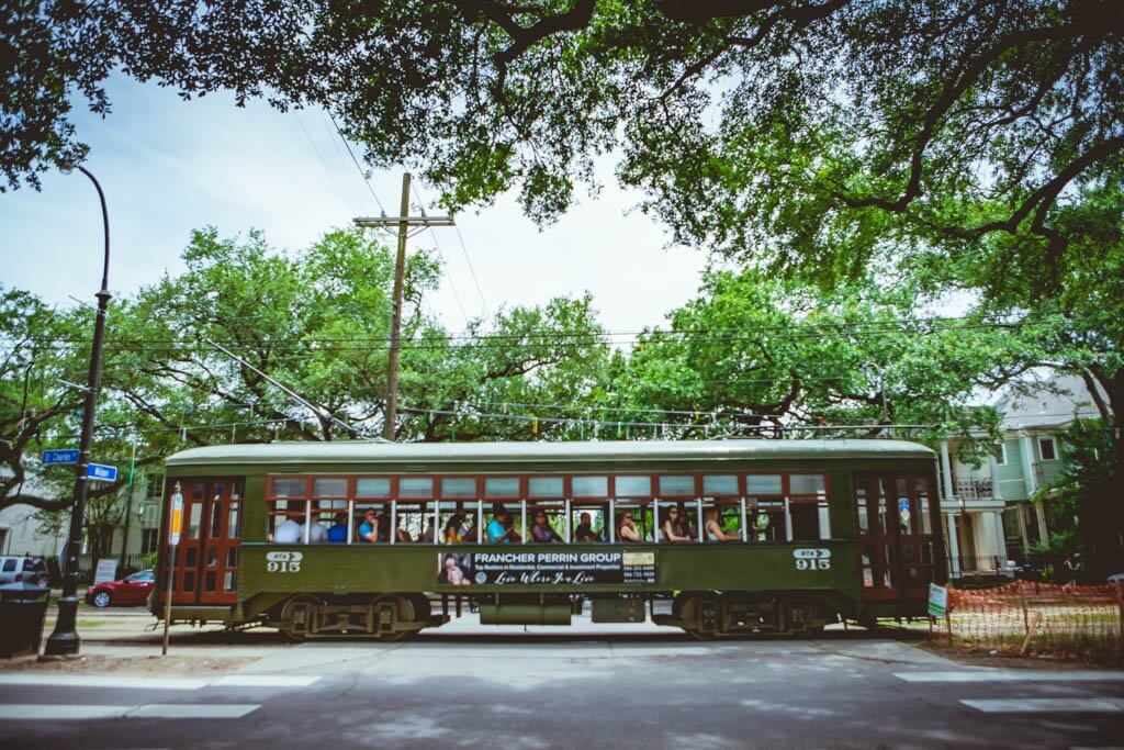 ride a historic Street Car in New Orleans from the Garden District