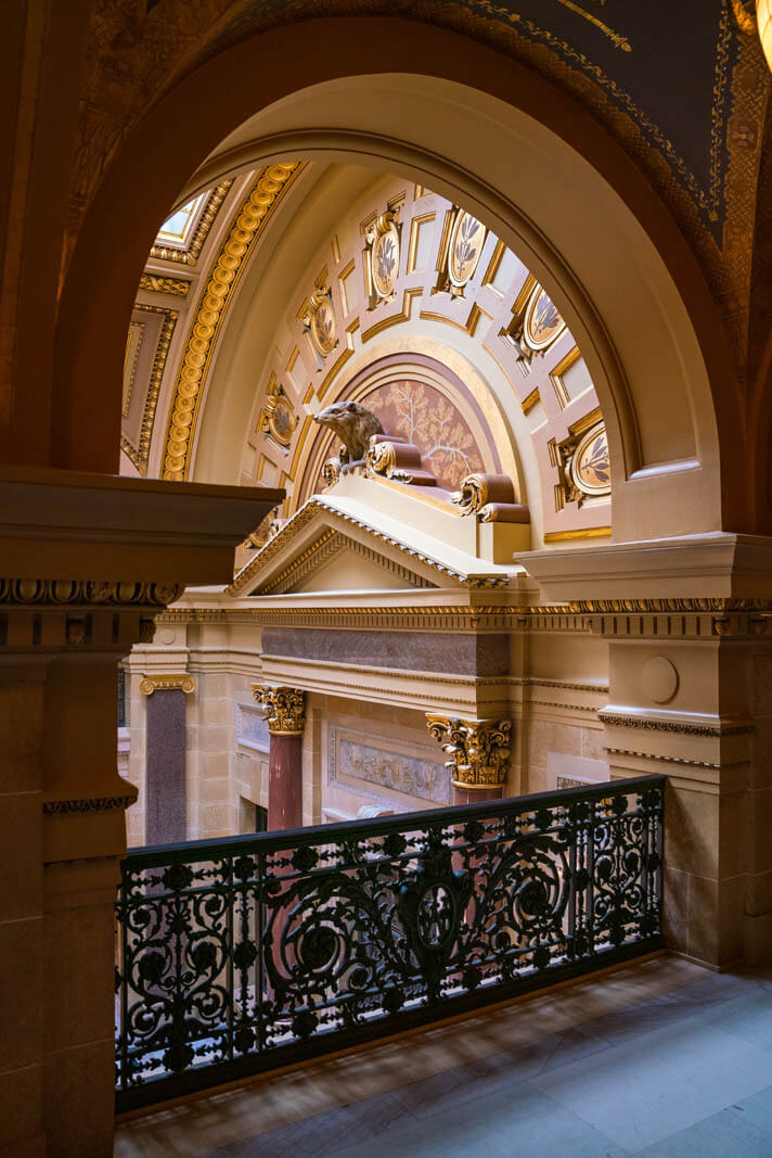 Badger inside the Wisconsin Capitol Building in Madison