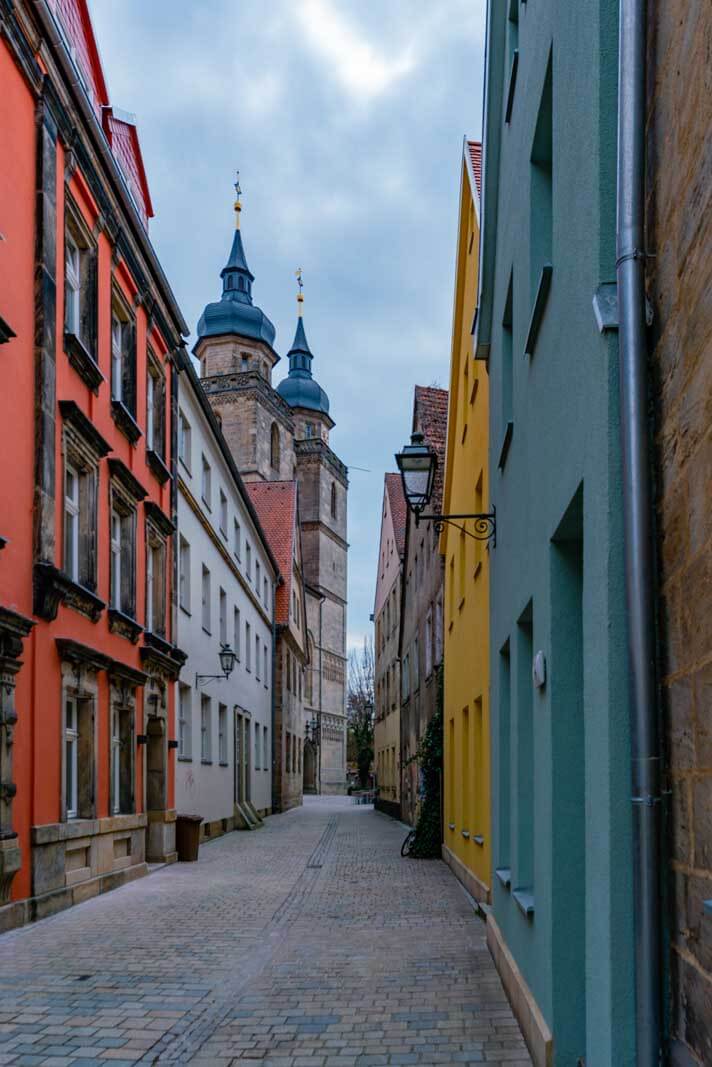 pretty colorful street scene in Bayreuth Germany