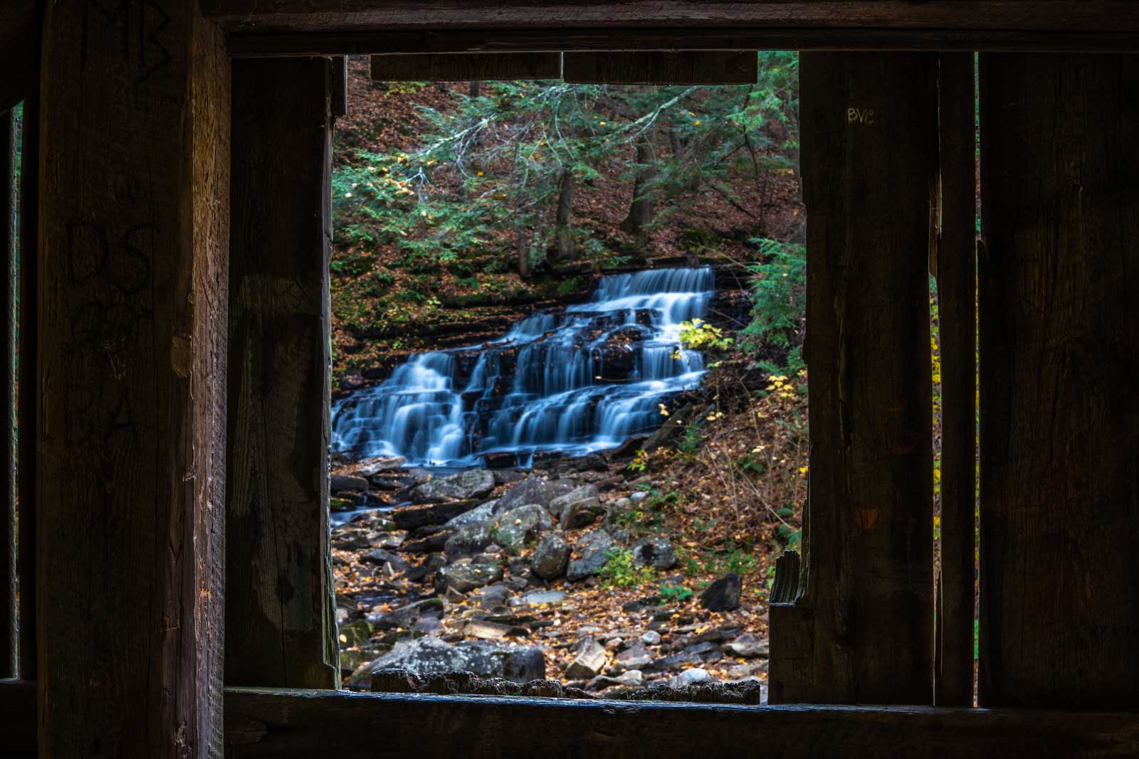 Beecher-Creek-Falls-in-New-York-near-Edinburg-in-the-Adirondacks-from-the-Copeland-Covered-Bridge