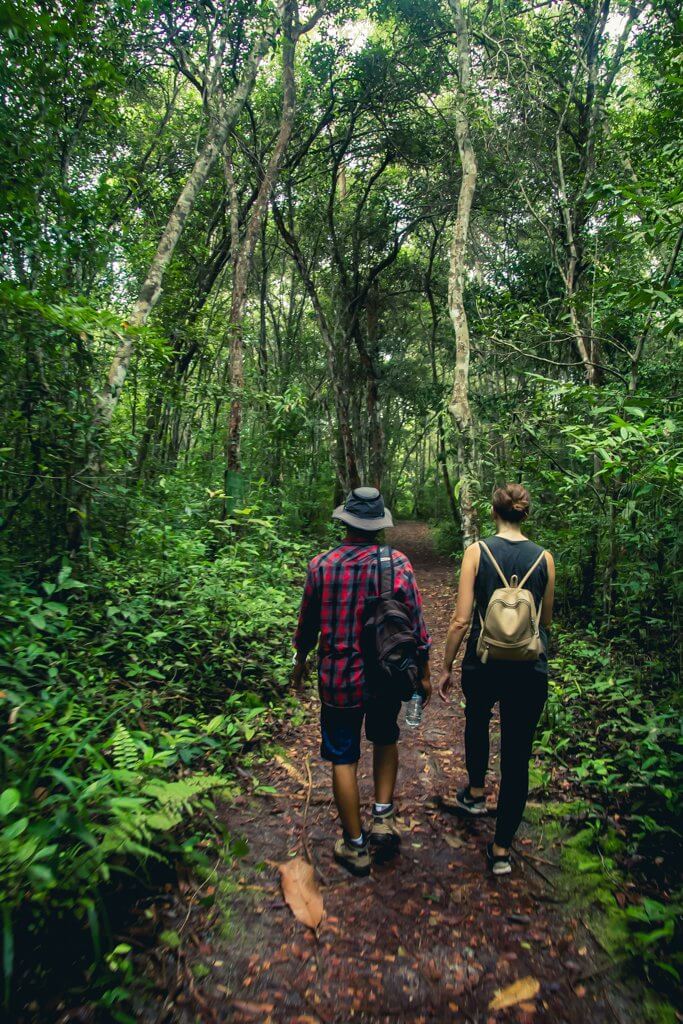 Our guide and Megan walking through the jungle