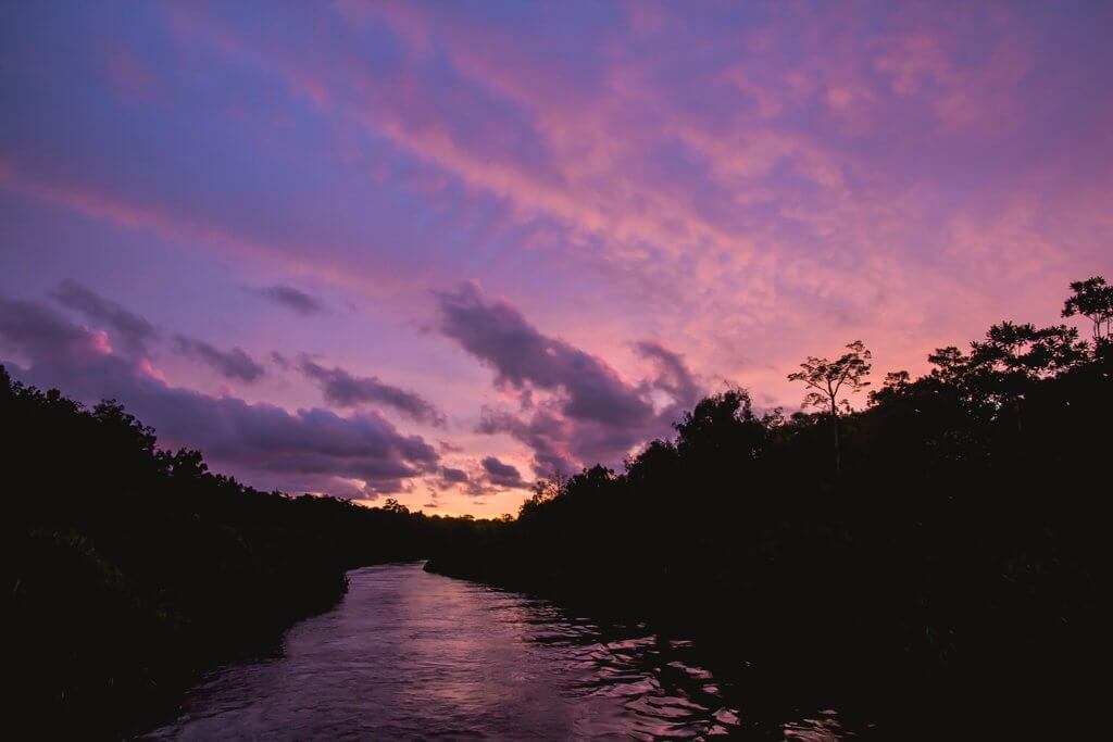 Watching it get dark from our boat in Borneo Indonesia