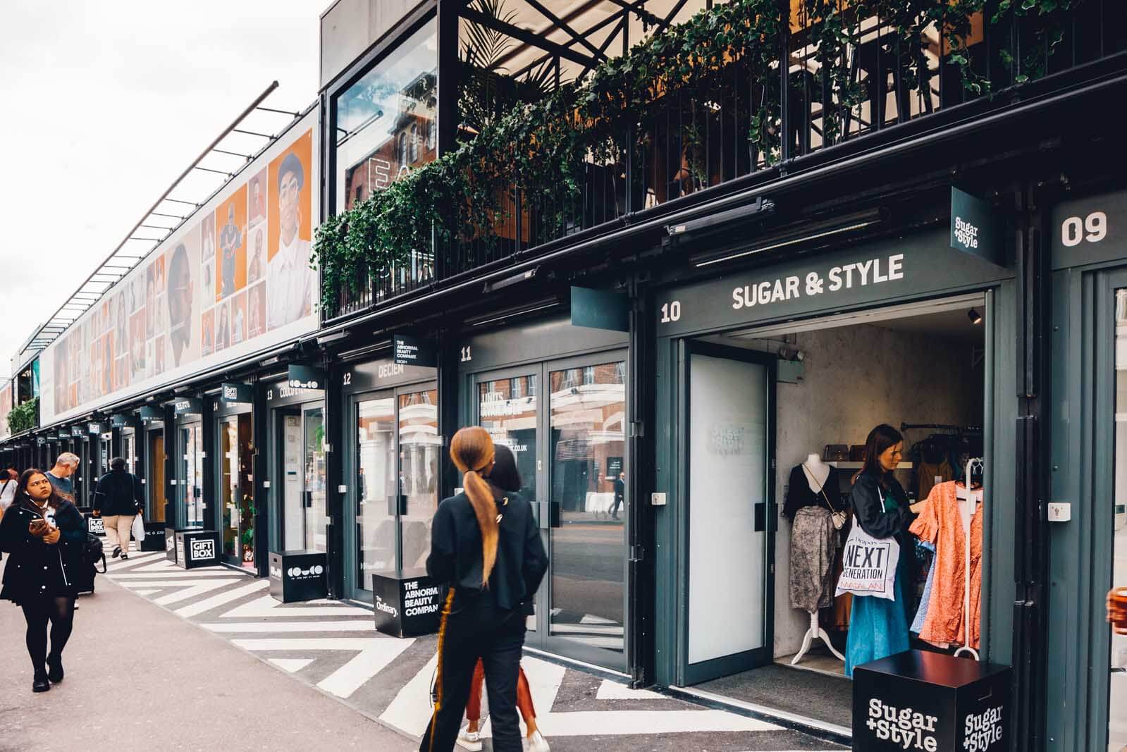 shopping at Boxpark Shoreditch shops in London