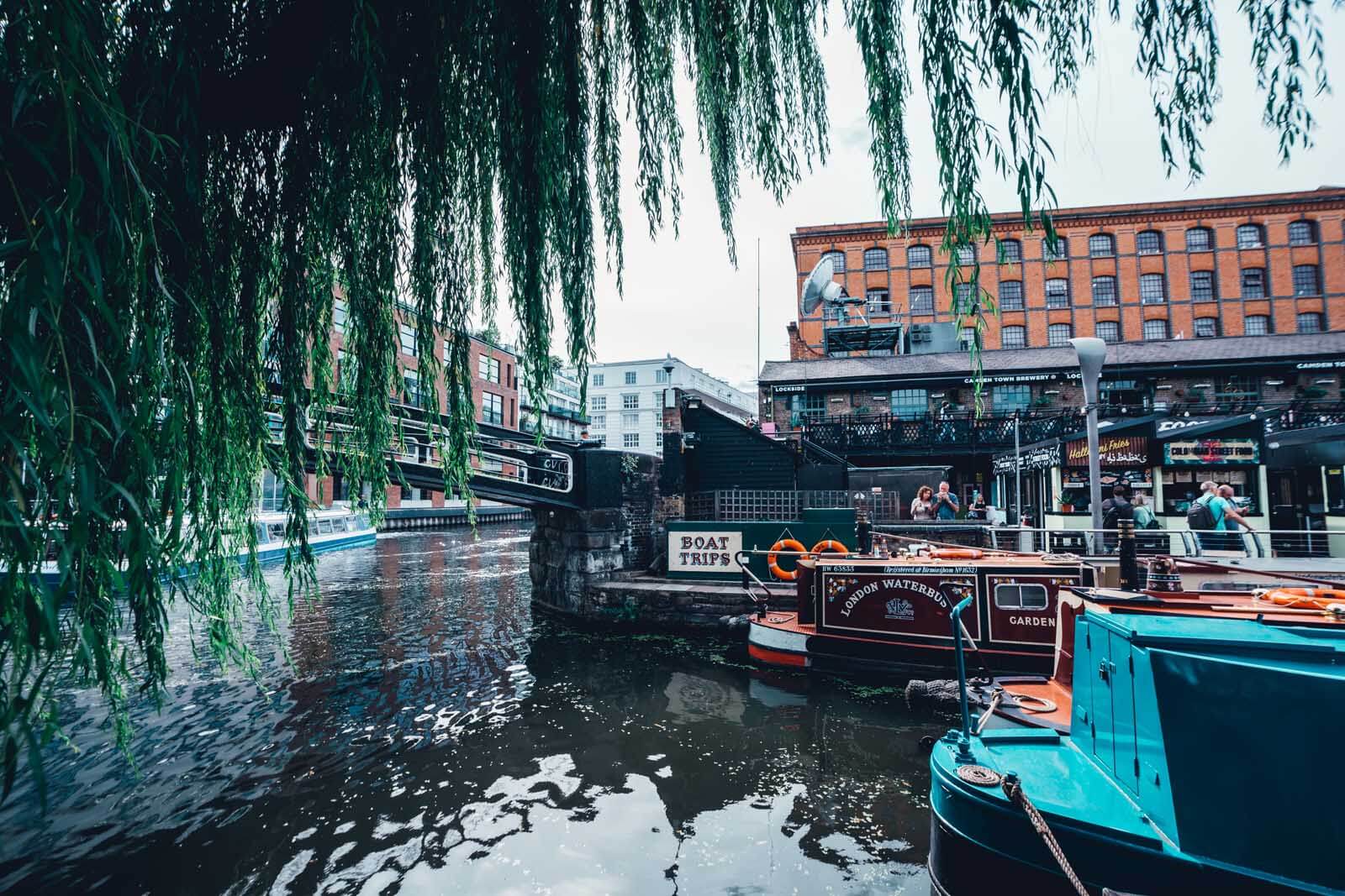 Camden Market and boats in London