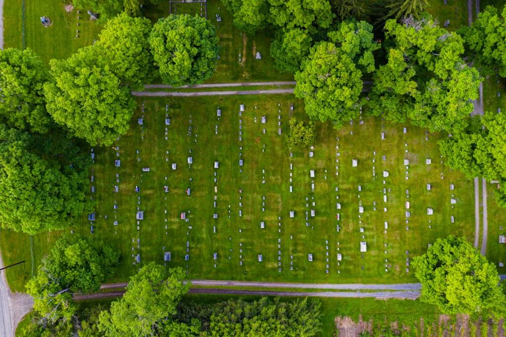 Cemetery by Keuka Lake in New York Finger Lakes region