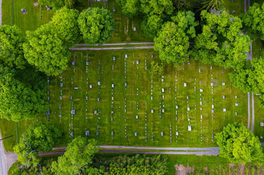 Cemetery by Keuka Lake in New York Finger Lakes region