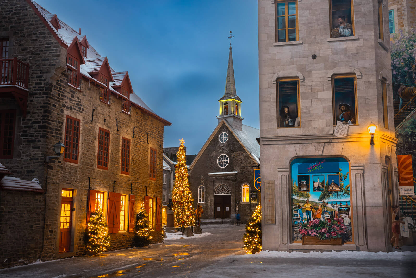Christmas tree at Place Royale square in Old Quebec City