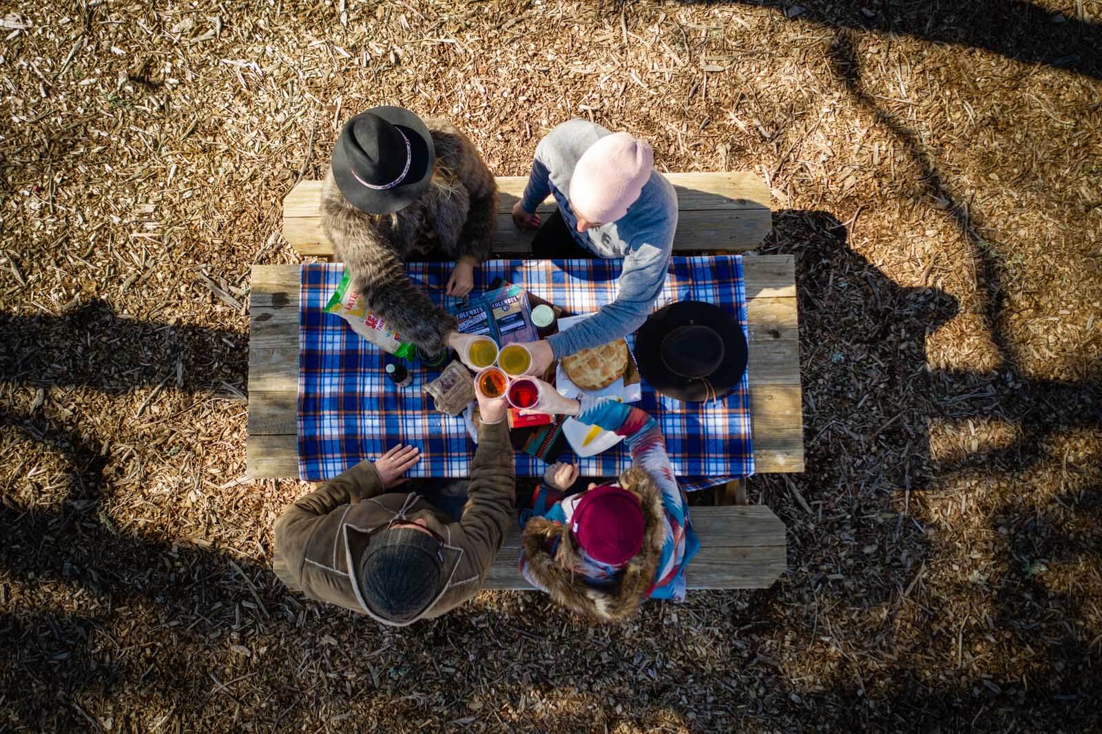 Cider tasting picnic with friends at Indigeny Reserve