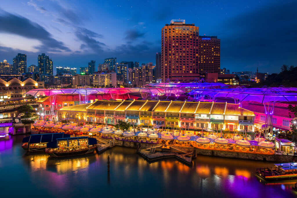 Clarke Quay in Singapore at night