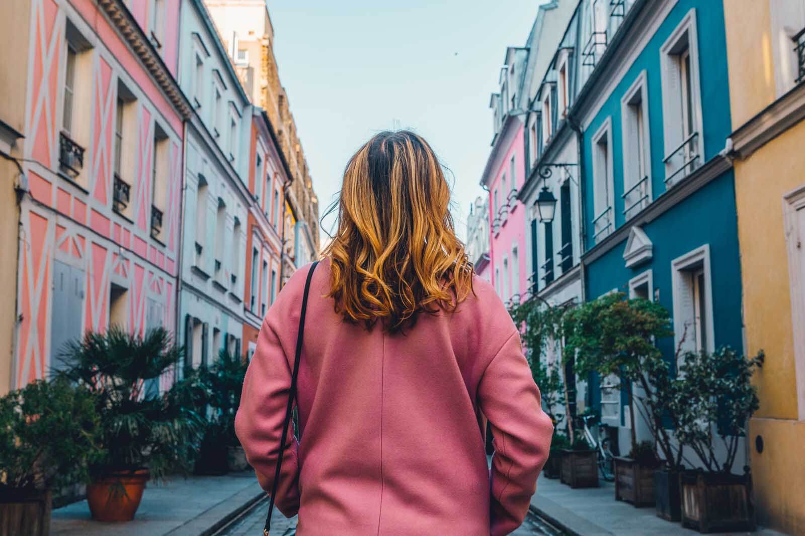 Colorful Rue Cremiux in Paris France