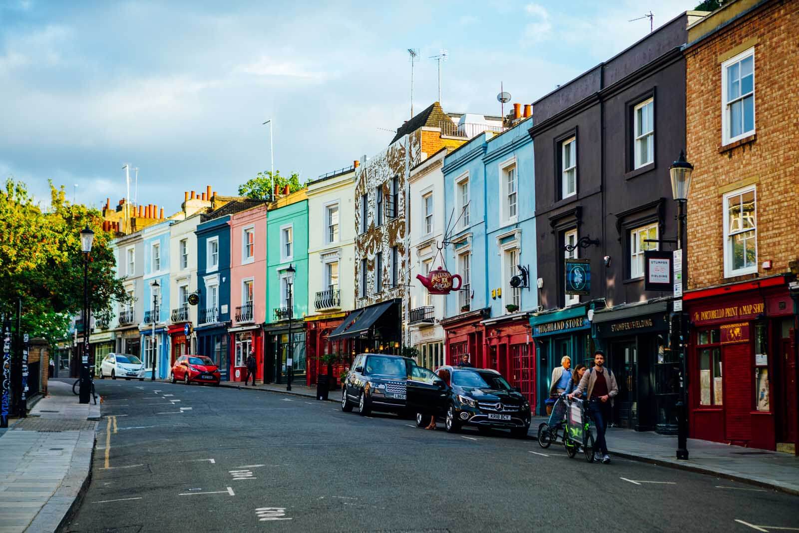 Colorful buildings on Portobello Road in London