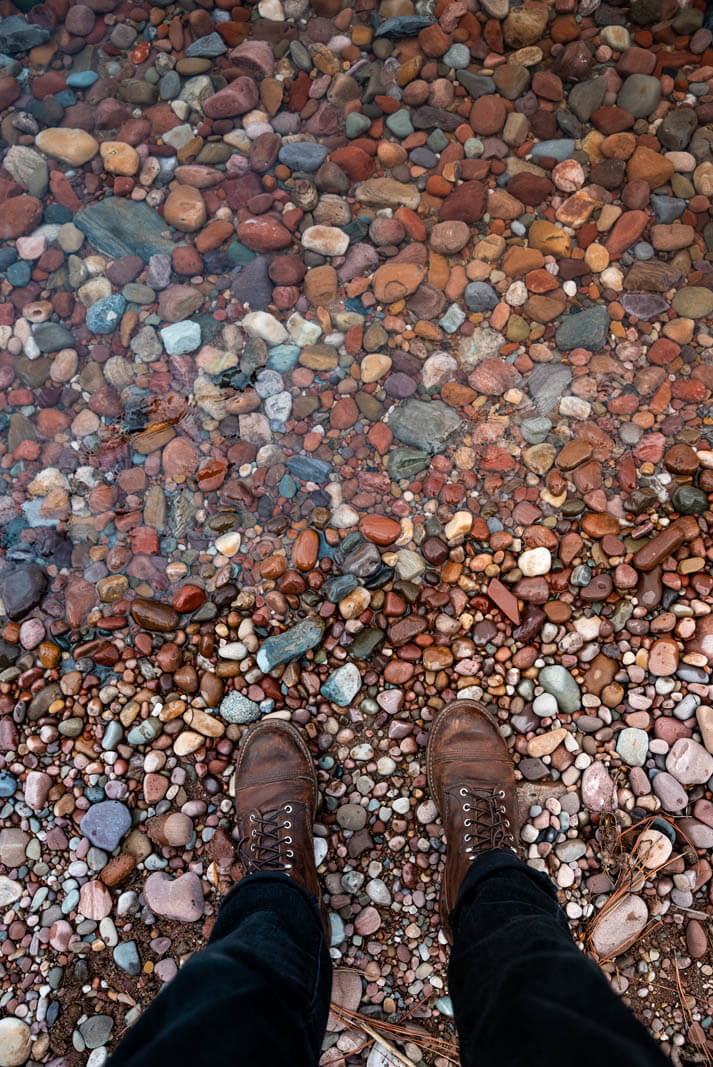 Colorful stones at Flathead Lake in Montana