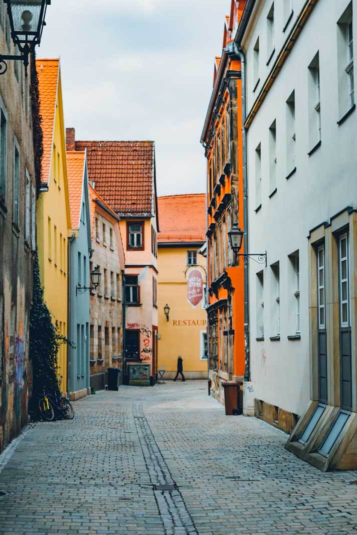 A pretty colorful street in Bayreuth Germany