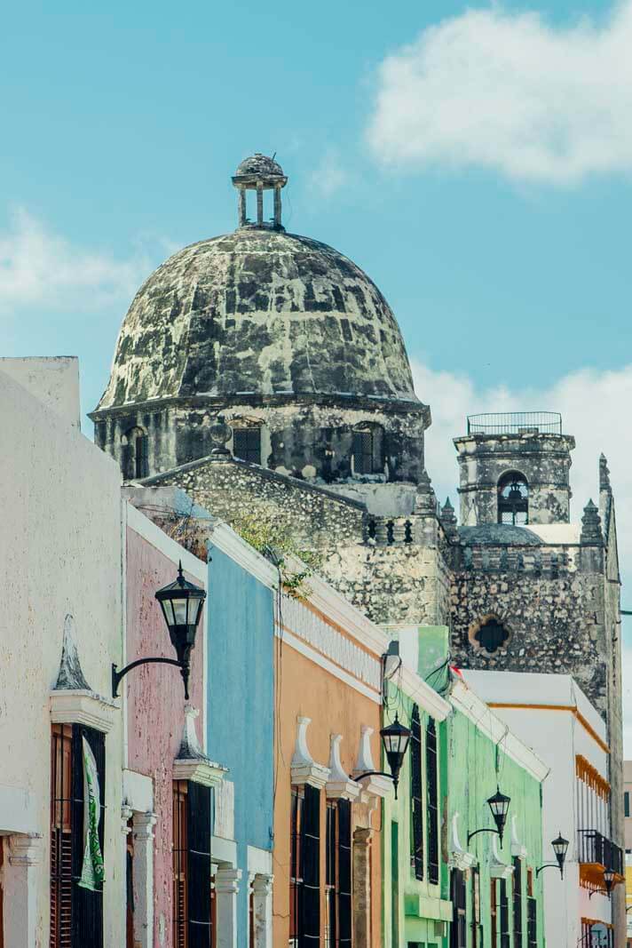 Colorful streets of Campeche Mexico