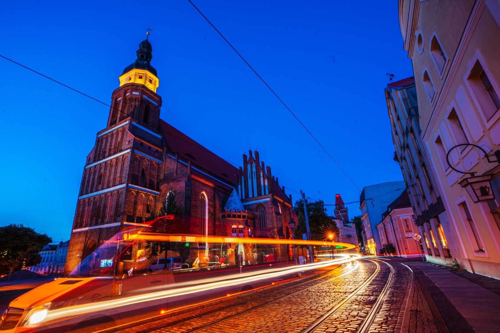 Cottbus Germany at night