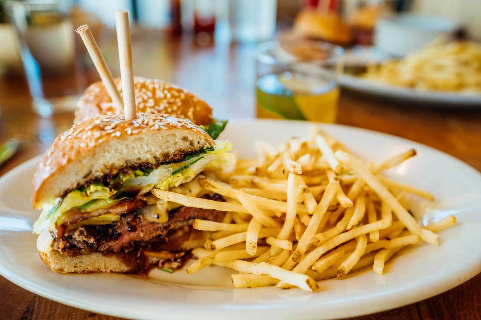 Burger and Fries at Cowiche Canyon Kitchen & Icehouse