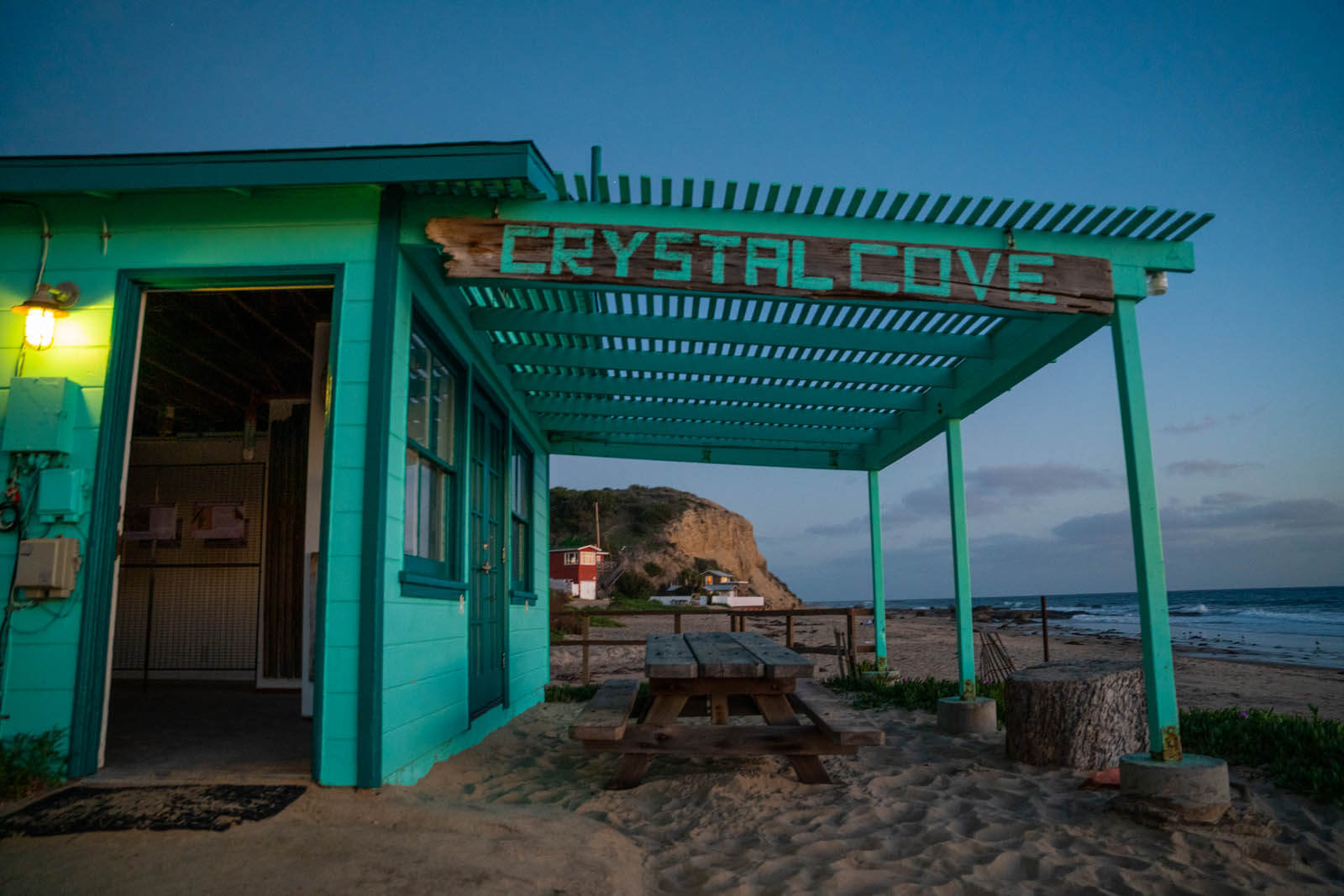 Crystal Cove State Beach and green shack near Newport Beach in Orange County California