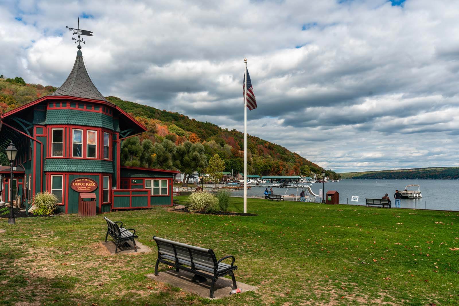 Depot Park in Hammondsport on Keuka Lake in the Finger Lakes New York