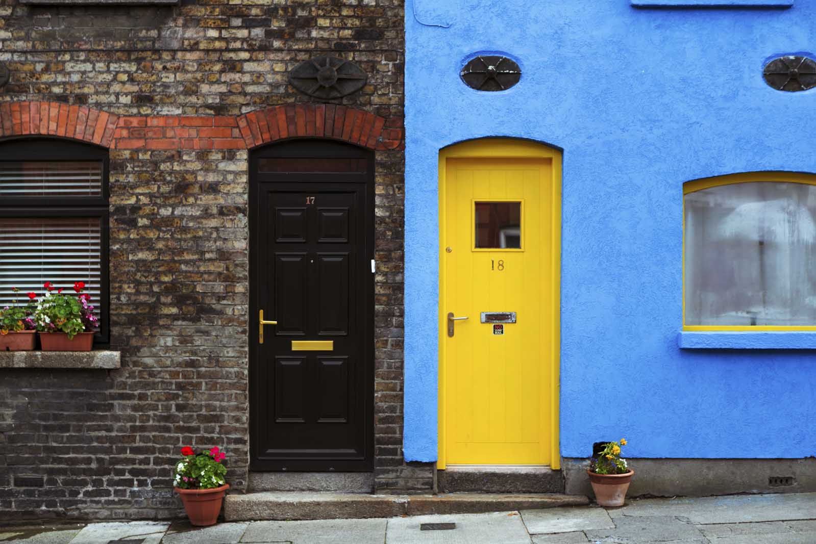 Colorful doors in Dublin Ireland