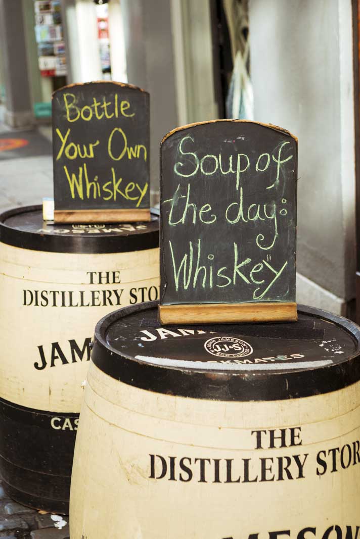 Temple Bar Whiskey Signs in Dublin Ireland