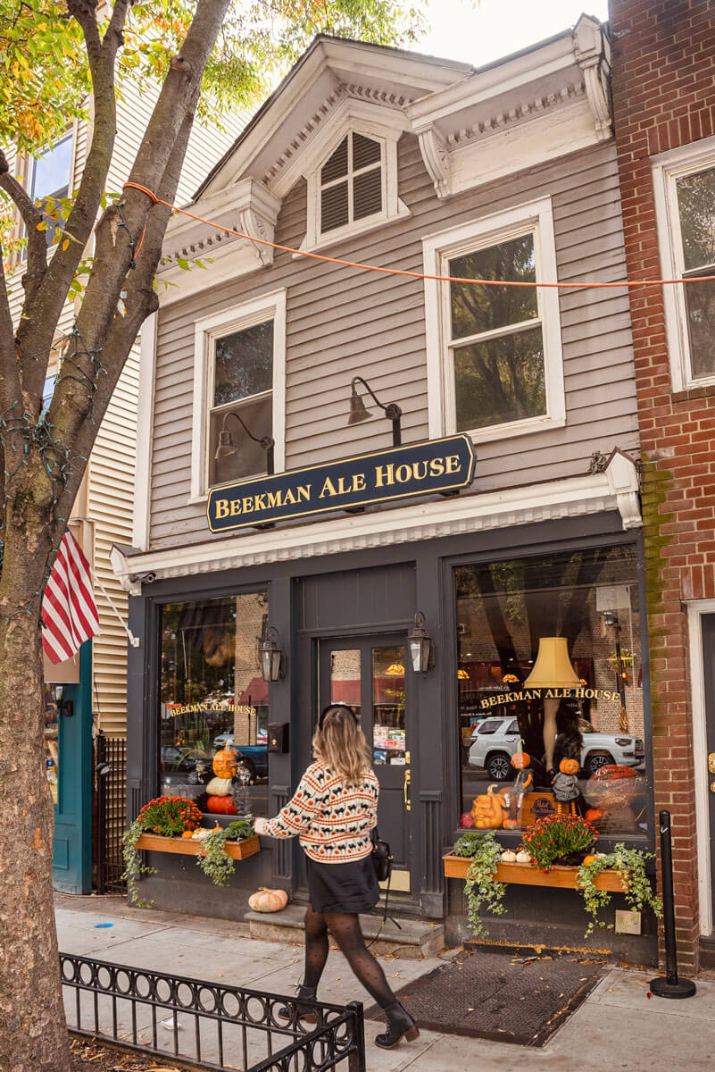Exterior-of-Beekman-Ale-House-in-dowtown-Sleepy-Hollow-New-York at Halloween