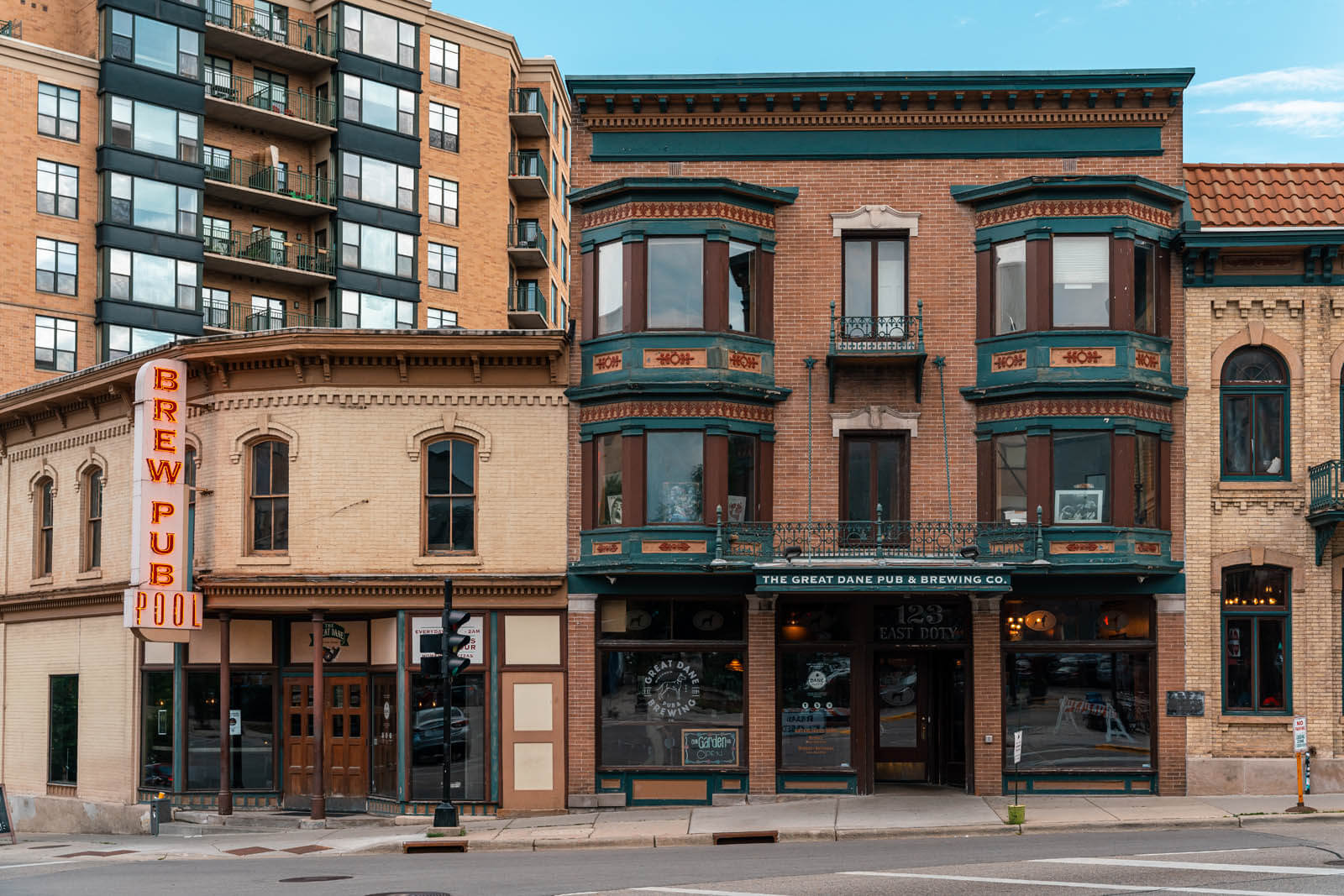 Exterior of Great Dane Pub and Brewing Company in Madison Wisconsin